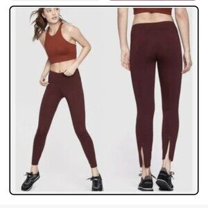 Outdoor Voices Sprint Thermal Legging Women's SZ X-Small Burgundy Ankle Zip Run